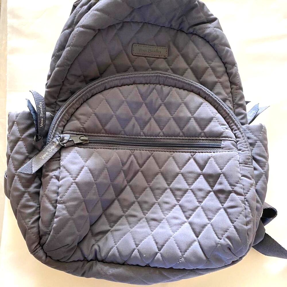Retired Vera Bradley Rose Floral Lighten Up Gray Mini Backpack